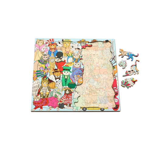 Wooden Puzzle - Cats of the World - Karen Mabon